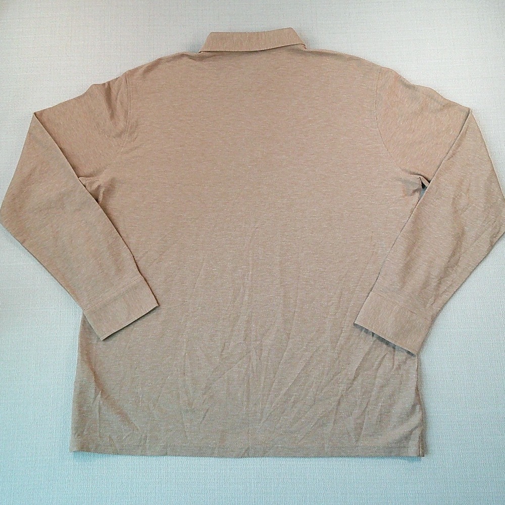 Peter Millar Long Sleeve Polo Men XL Brown Cotton Cashmere Crown Crafted Pocket - Picture 3 of 8